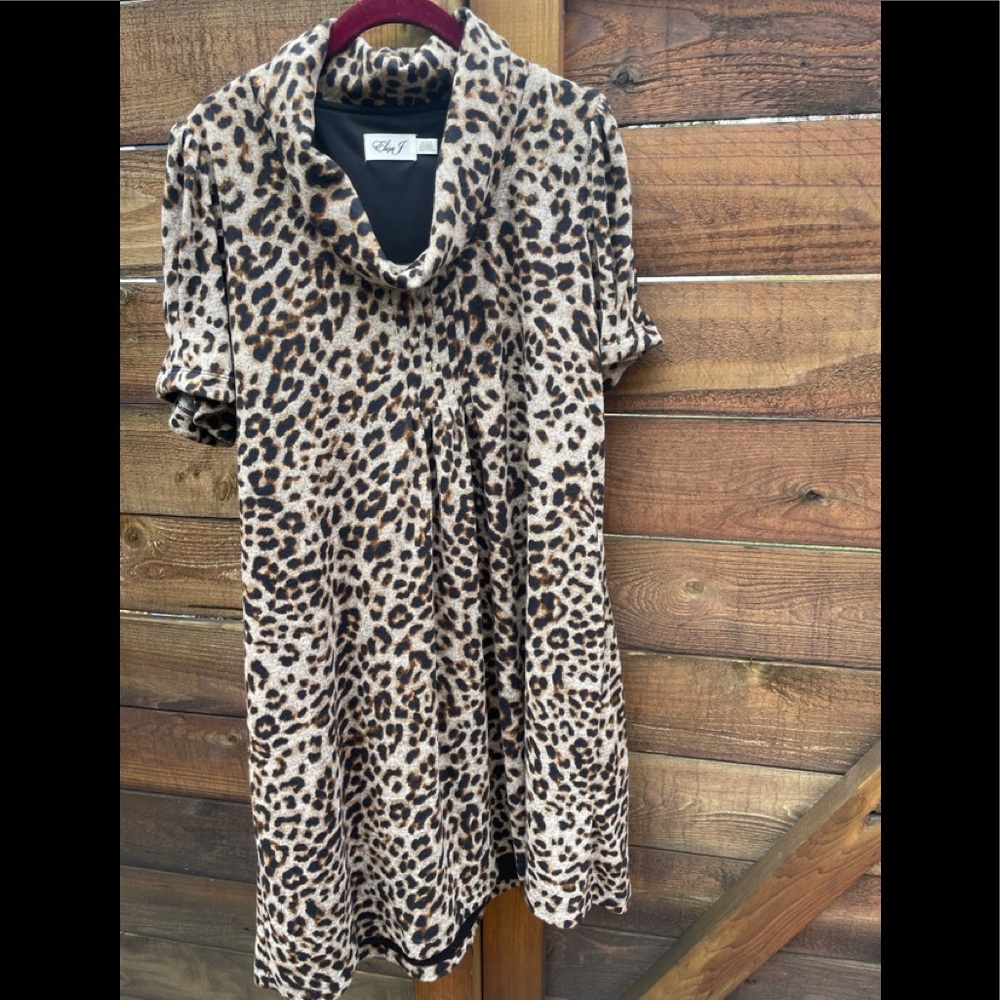 NWT Eliza J cheetah print dress size XL cowl neck X-large lined